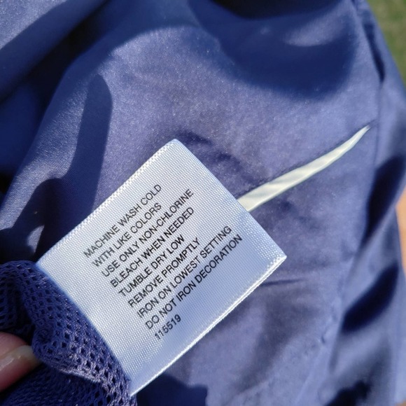 Windbreaker Lightweight Jacket Navy Yellow Stripes Twee Mens Sz M - Picture 8 of 9